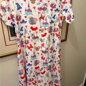 Disney print a-line t shirt dress with pockets